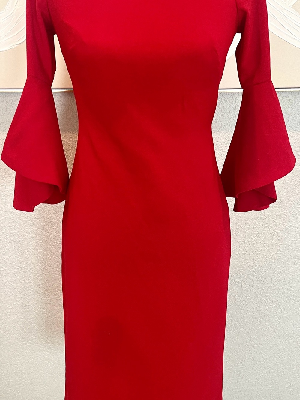 Chelsea28 Red Long-Sleeve Bell-Sleeve Sheath Dress